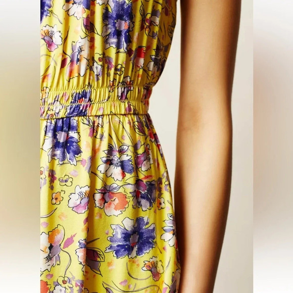 Anthropologie Weston Wear Laguna Racerback High Low Dress Yellow Floral Size S - Picture 2 of 7